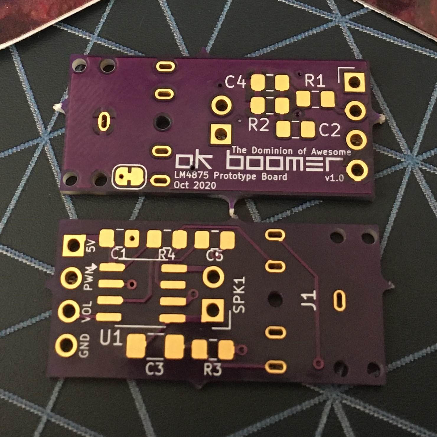 OK BOOMER boards front and back