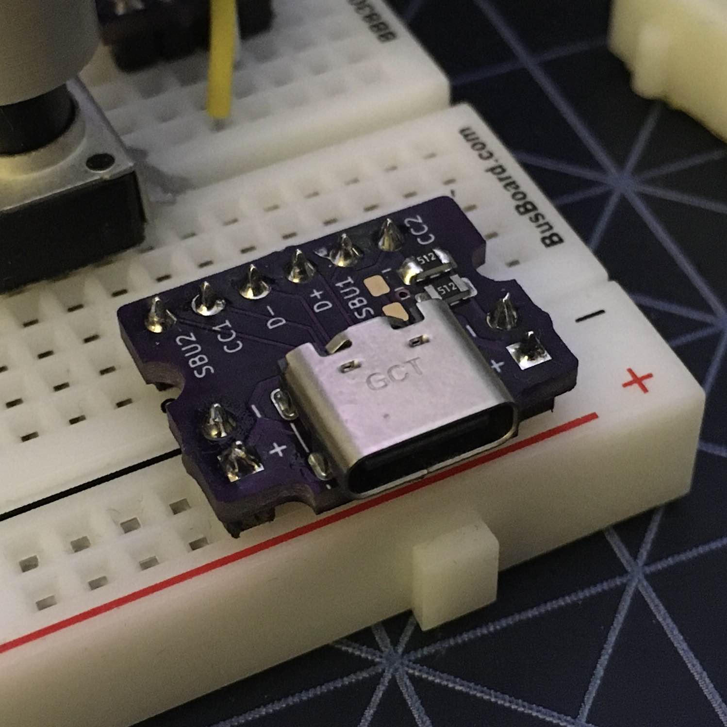Monkey-C mounted in a breadboard