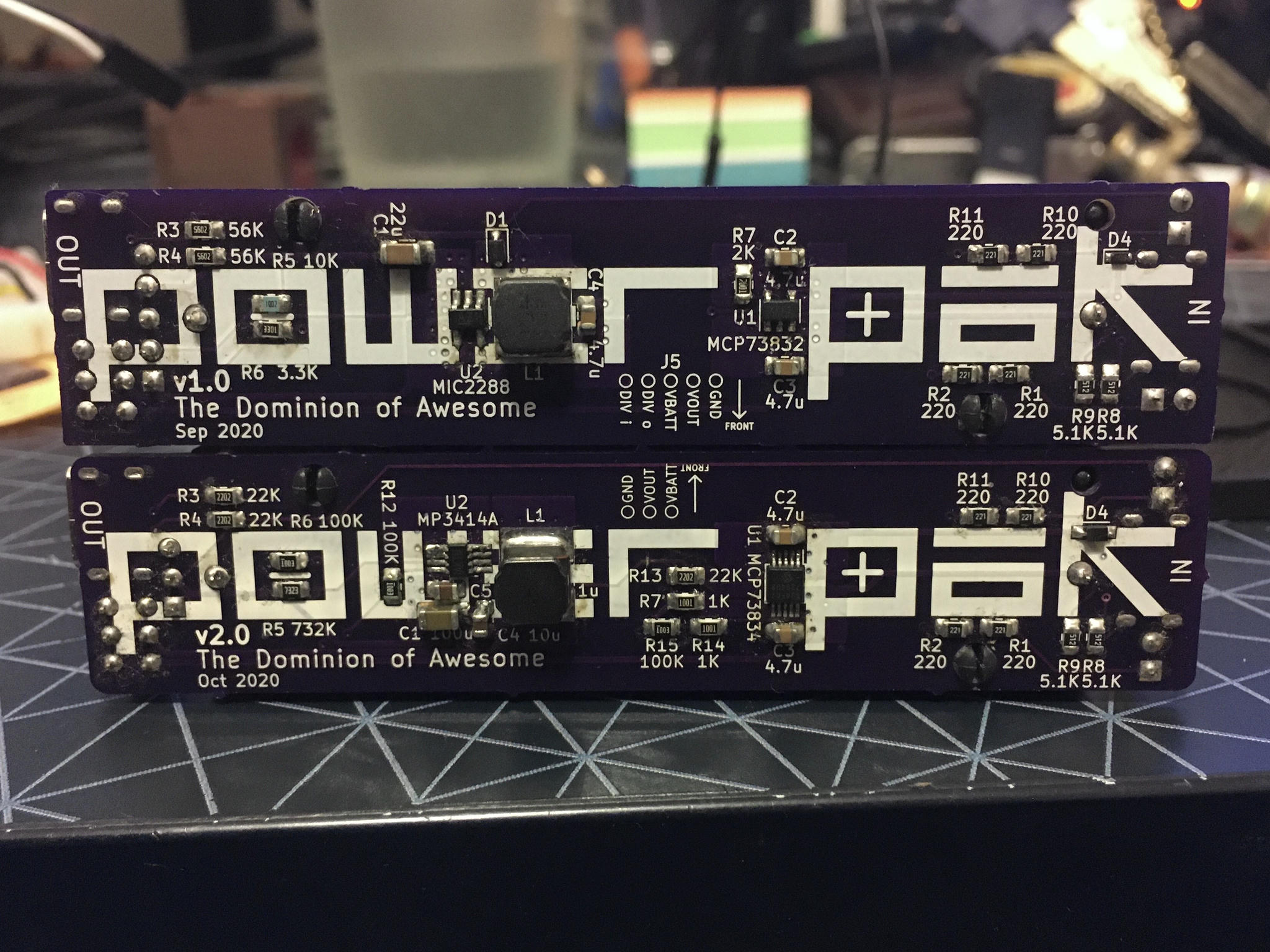 The POWER PAK v1 and v2 bottom side