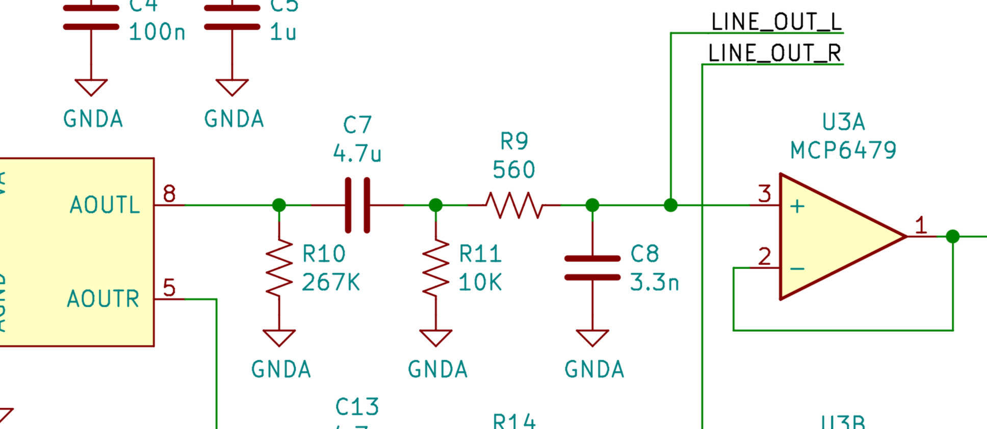 schematic of the audio filtering stage